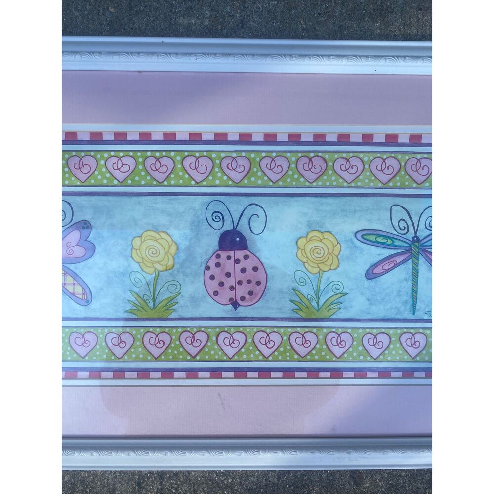 Butterfly,  sunflower ladybug & mosquito children boarders framed art print - Picture 2 of 5